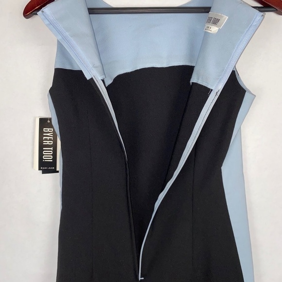 NWT Vintage Byer Too! Color Block Poplin Bengaline Blue Black Mini Dress size 5 - Picture 5 of 8